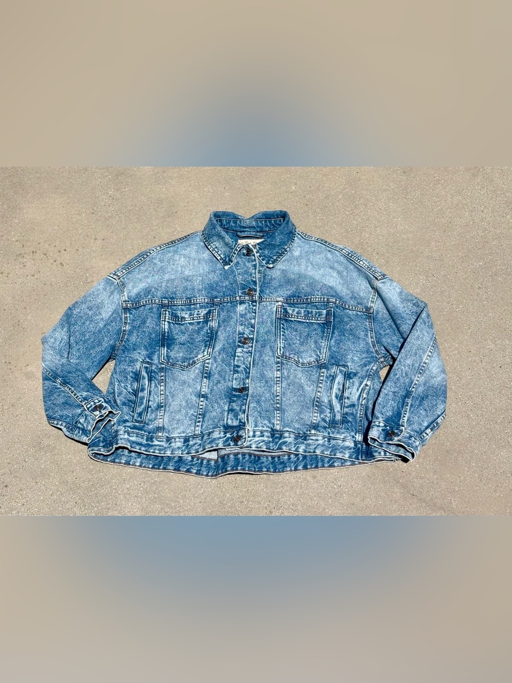 Free People We The Free Acid Washed Distressed Denim Jacket - S